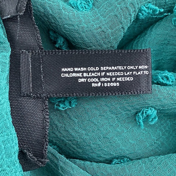 Aqua NWT Ruffle Clip Dot Mini Dress Pussy Bow Bishop Sleeves V Neck Green New - Picture 7 of 10